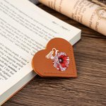 Personalized Crystal Birth Flower PU Leather Heart Corner Bookmark with Name Reading Birthday Gift for Book Lovers Bookworms