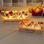 Veilleuse LED personnalisé avec 3-7 photos texte et nom - Photos collage découpées en forme de texte - Cadeau Saint-Valentin mariage pour couple