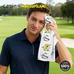 Serviette de golf absorbante avec nom et clip de suspension Cadeau d'anniversaire pour les amateurs de golf | Callie × Marsupilami®.