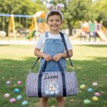 Henkilökohtainen vesiväri Bow Bunny pääsiäismuna pääsiäismuna raidallinen kankaalle suuri kapasiteetti matkalaukku nimi ja olkahihna pääsiäinen lahja lapsille