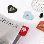 Personalized Crystal Birth Flower PU Leather Heart Corner Bookmark with Name Reading Birthday Gift for Book Lovers Bookworms