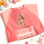 Personalized Peter Rabbit Egg Duck Sheep Waterproof Painting Baking Long Sleeve Apron with Name and Pocket Outdoor Activities Easter Gift for Kids