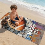 Personlig basket baseboll crack vägg överdimensionerad snabbtorkande strandhandduk med namn och nummer strandtillbehör födelsedagspresent för sportälskare