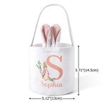 Personalised Cute Peter Rabbit Initial Bunny Ears Easter Basket with Name and Tail Easter Party Gift for Kids