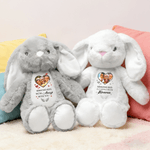 Personalized Cute Bunny Heart Photo Plush Stuffed Toy with Name Date and Text Easter Holiday Gift for Kids