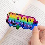 Segnalibro magnetico personalizzato in stile graffiti, con nome gocciolante e arcobaleno, clip di lettura, accessorio di compleanno per gli amanti dei libri.