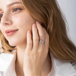 Personalized Dog Paw Double Heart Birthstones Sterling Silver Ring with Name Dainty Jewelry Birthday Memorial Remembrance Gift for Women Pet Lovers