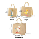 Personalized Cute Peter Rabbit Large Jute Tote Bag with Name Easter Party Gift for Kids