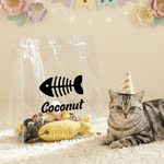 Personalized Paw Heart Design Transparent Bag and 9 Interactive Cat Toys Set with Name Pet Day Birthday Gift for Cat Lovers Owners