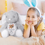 Personalized Cute Bunny Heart Photo Plush Stuffed Toy with Name Date and Text Easter Holiday Gift for Kids