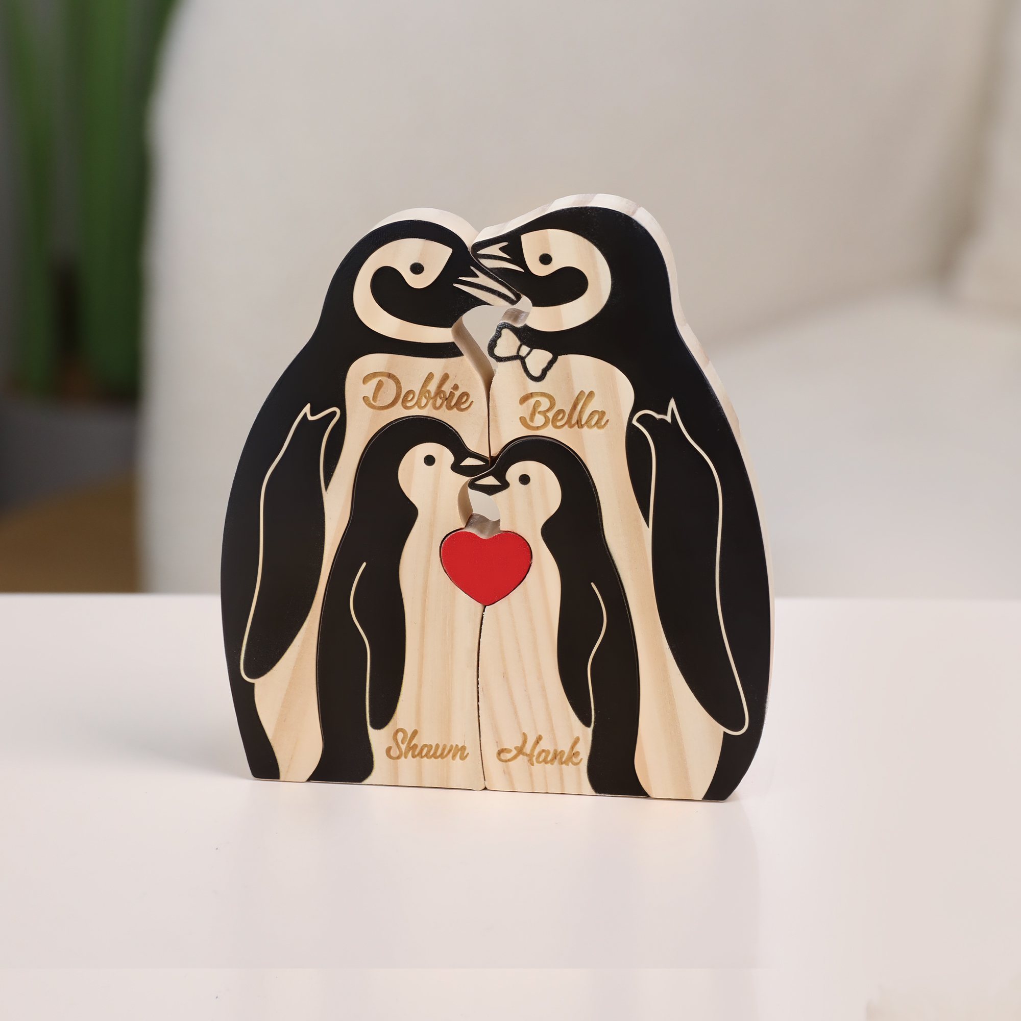 Casse-tête personnalisé en bois avec 2-5 noms gravés pour la famille Cadeau d'anniversaire pour la famille