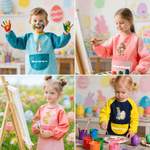 Personalized Peter Rabbit Egg Duck Sheep Waterproof Painting Baking Long Sleeve Apron with Name and Pocket Outdoor Activities Easter Gift for Kids