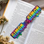 Segnalibro magnetico personalizzato in stile graffiti, con nome gocciolante e arcobaleno, clip di lettura, accessorio di compleanno per gli amanti dei libri.