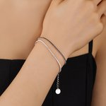 Personalized Minimalist Style Initial Charm Sterling Silver Tennis Bracelet Dainty Jewellery  Birthday Anniversary Gift for Women Tennis Lovers