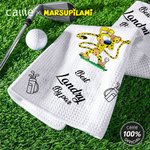 Serviette de golf absorbante avec nom et clip de suspension Cadeau d'anniversaire pour les amateurs de golf | Callie × Marsupilami®.