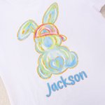 Maglietta personalizzata per bambini in cotone 100% Graffiti Bunny, con nome, abiti da festa, oggetti di scena per la festa di Pasqua, regalo per bambini.