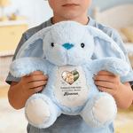 Personalized Cute Bunny Heart Photo Plush Stuffed Toy with Name Date and Text Easter Holiday Gift for Kids