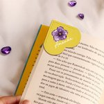 Personalized Crystal Birth Flower PU Leather Heart Corner Bookmark with Name Reading Birthday Gift for Book Lovers Bookworms