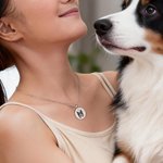 Personalised Cute Pet Face Photo Birthstone Necklace with Text Adoption Day Birthday Gift for Pet Owners