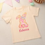Maglietta personalizzata per bambini in cotone 100% Graffiti Bunny, con nome, abiti da festa, oggetti di scena per la festa di Pasqua, regalo per bambini.