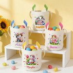 Personalized Cute Flower Bunny Easter Basket with Name and Bunny Ears Egg Hunting Accessory Easter Gift for Kids
