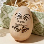 Personalised Happy Spring Bunny Wooden Easter Egg with Engraved Name Easter Basket Stuffers Home Decor Party Favors Gift for Kids