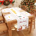 Personalized Santa Claus Reindeer Christmas Table Runner Matching Placemats Set with Family Name Christmas Gift for Family Friend