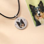 Personalised Cute Pet Face Photo Birthstone Necklace with Text Adoption Day Birthday Gift for Pet Owners