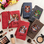 Personalized Leopard Print Bow Cute Girl PU Leather Wristlet Tri-Fold Wallet with Name Valentine's Day Anniversary Gift for Women