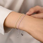 Personalized Minimalist Style Initial Charm Sterling Silver Tennis Bracelet Dainty Jewellery  Birthday Anniversary Gift for Women Tennis Lovers