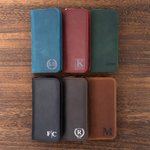 Personalized Monogram 3 Divided Slots Crazy Horse Leather Pen Case with Name Portable Accessories Travel Birthday Gift for Family Friends Colleagues