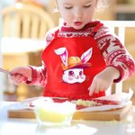 Personalized Cute Easter Bunny Adjustable Kid Apron Chef Hat Set with Name and Pocket Cooking Accessory Easter Gift for Boys Girls