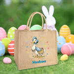 Personalized Cute Peter Rabbit Large Jute Tote Bag with Name Easter Party Gift for Kids