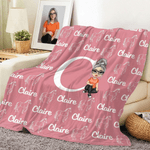Personalized Horse Silhouette Cartoon Character Design Soft Throw Blanket with Name and Initial Home Decor Birthday Gift for Horse Lovers
