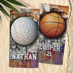 Personlig basket baseboll crack vägg överdimensionerad snabbtorkande strandhandduk med namn och nummer strandtillbehör födelsedagspresent för sportälskare