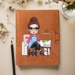 Funda personalizada de cuero PU para cuaderno A5 con nombre y personaje de dibujos animados regalo de cumpleaños para amantes de la pintura