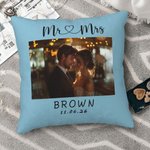 Personalised Multi-color Photo Cushion Cover with Name Wedding Valentine's Anniversary Day Gift for Couple
