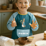 Personalized Peter Rabbit Egg Duck Sheep Waterproof Painting Baking Long Sleeve Apron with Name and Pocket Outdoor Activities Easter Gift for Kids