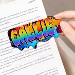 Segnalibro magnetico personalizzato in stile graffiti, con nome gocciolante e arcobaleno, clip di lettura, accessorio di compleanno per gli amanti dei libri.