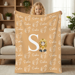 Personalized Horse Silhouette Cartoon Character Design Soft Throw Blanket with Name and Initial Home Decor Birthday Gift for Horse Lovers