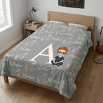 Personalized Horse Silhouette Cartoon Character Design Soft Throw Blanket with Name and Initial Home Decor Birthday Gift for Horse Lovers