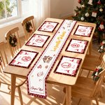 Chemin de Table Personnalisé avec Design de Noël Titre Textes et Noms Set de 4 ou 6 Napperons Inclus Cadeau Fêtes de Fin d'Année pour Famille