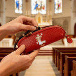 Personalised Cross Bible Book Cartoon Prayer Character Mini PU Leather Rosary Coin Handbag with Name Baptism Confirmation Birthday Gift for Christians