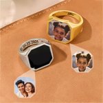 Personalized Heat-Activated Hidden Photo Sterling Silver Ring with Text Memorable Jewelry Birthday Anniversary Gift for Men Couple Family