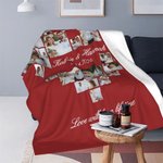 Personalized 24 Photos Collages Heart Soft Throw Blanket with Text Valentine's Day Wedding Gift for Couple