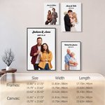 Personalised 3D Cartoon Portrait Photo Canvas Painting with Title and Date Wall Decor Valentine's Day Anniversary Wedding Gift for Couple Family