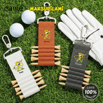 Personalized Marsupilami PU Leather Golf Tee Holder Bag Tag with Name and 5 Pcs Bamboo Tees Sports Gift for Golf Players | Callie × Marsupilami®