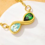 Collar personalizado de plata de ley con dos piedras de nacimiento joyería delicada regalo de San Valentín y cumpleaños para parejas y mujeres