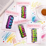 Personalized Graffiti Style Magnetic Bookmark Clip with Name Birthday Back to School Gift for Bookworms