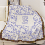 Personalized Retro Floral Design Soft Throw Blanket with Name and Initial Home Decor Mother's Day Birthday Gift for Woman Mom Family